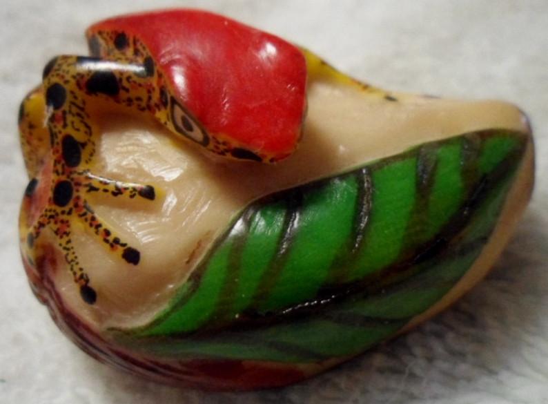 Wounaan Embera Poison Dart Frog Tagua Carving-Panama 16030106L