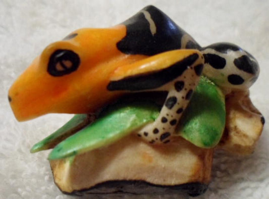 Wounaan Embera Poison Dart Frog Tagua Carving-Panama 16030113L