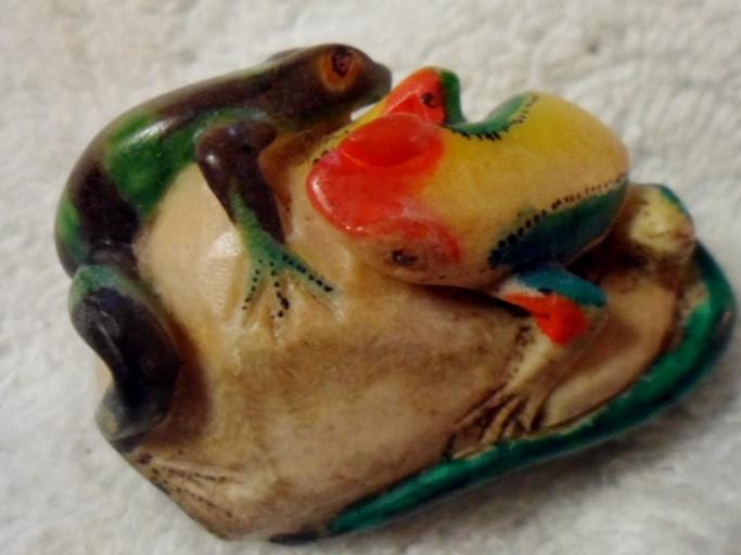 Wounaan Embera Poison Dart Frog & Gecko Tagua Carving-Panama 16030306L