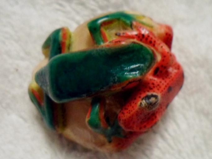 Wounaan Embera 2 Poison Dart Frog Tagua Carving-Panama 16030307L