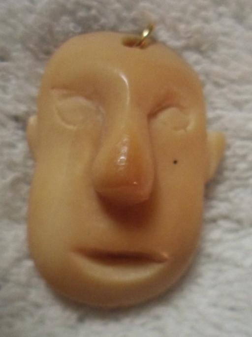 Wounaan Tribe Human Face Tagua Pendant Carving-Panama 16030630L