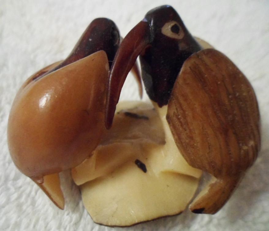 Wounaan Embera Super Duper Double Tropical Bird Tagua Carving-Panama 16032907L