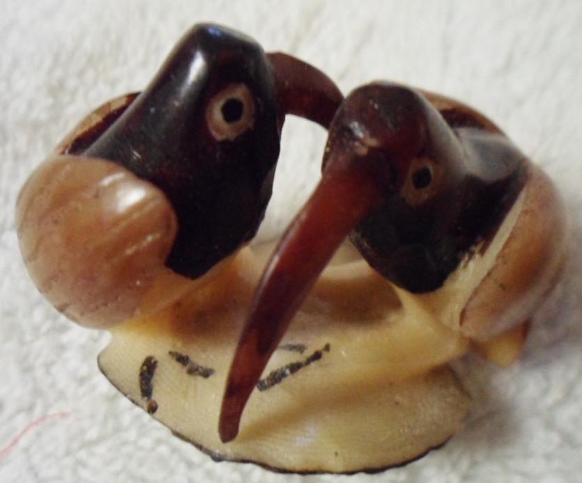 Wounaan Embera Super Duper Double Tropical Bird Tagua Carving-Panama 16032907L