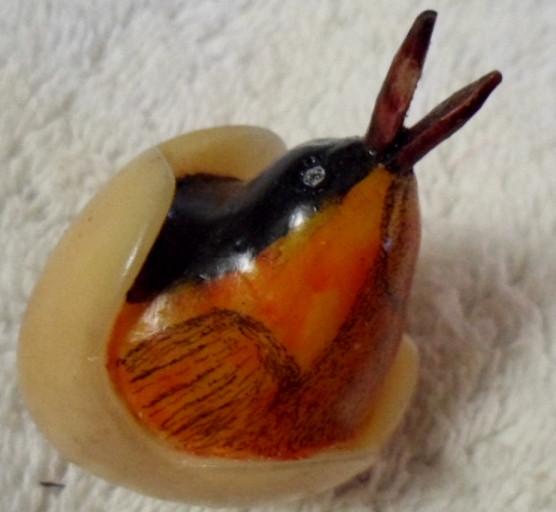 Wounaan Embera Hatching Seedeater Bird Tagua Carving-Panama 16032909L