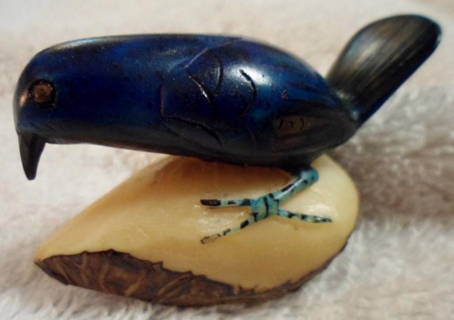 Wounaan Embera Bluebird Tagua Carving-Panama 16080406M