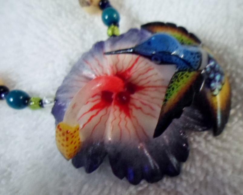 Wounaan Embera Hummingbird Tagua Necklace Jewelry Panama 15101523L