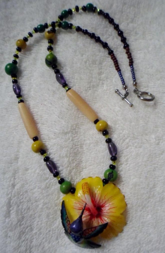 Wounaan Embera Hummingbird Tagua Necklace Jewelry Panama 15101524L