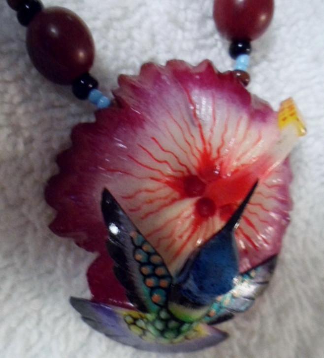 Wounaan Embera Hummingbird Tagua Necklace Jewelry Panama 15101526L
