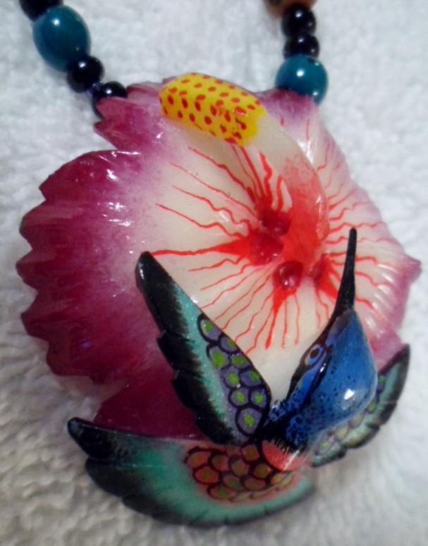 Wounaan Embera Hummingbird Tagua Necklace Jewelry Panama 15101527L