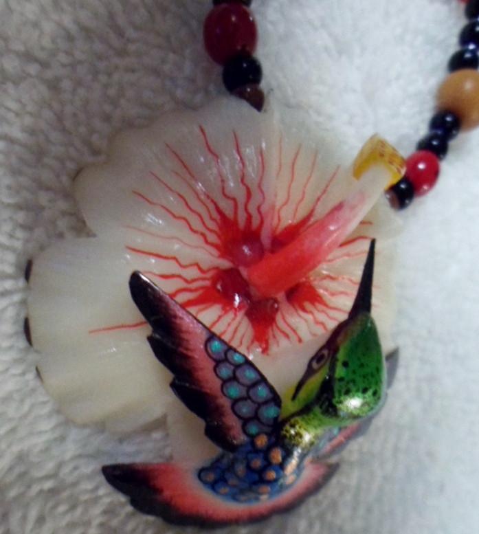 Wounaan Embera Hummingbird Tagua Necklace Jewelry Panama 15101528L