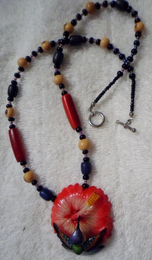 Wounaan Embera Hummingbird Tagua Necklace Jewelry Panama 15101529L