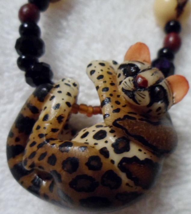 Wounaan Embera Jaguar Tagua Necklace Jewelry Panama 15101530L