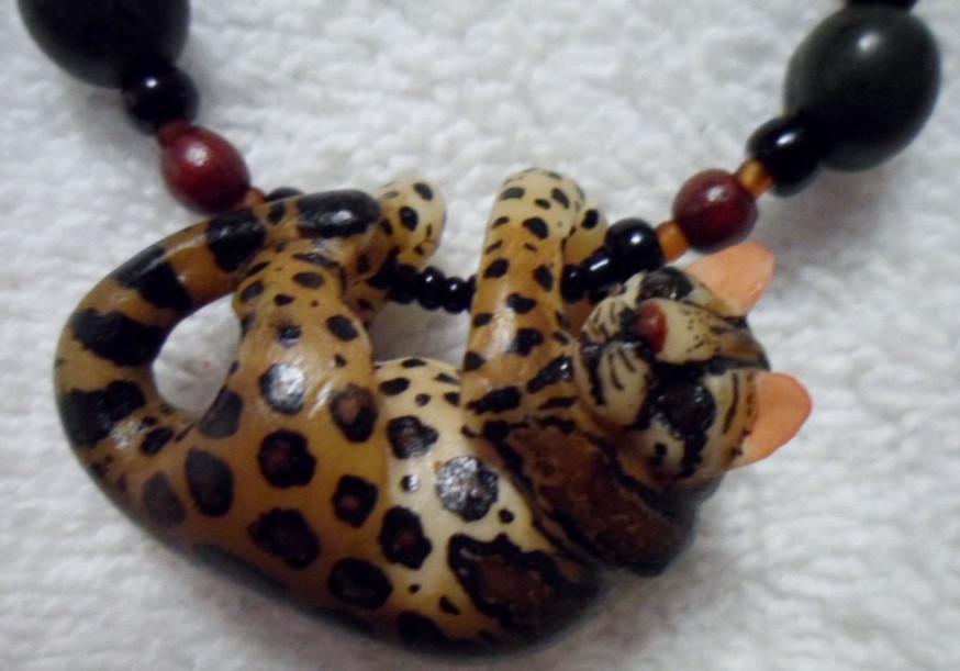 Wounaan Embera Jaguar Tagua Necklace Jewelry Panama 15101535L