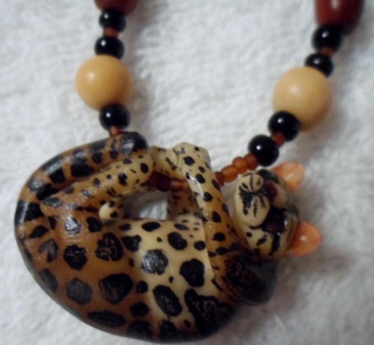 Wounaan Embera Jaguar Tagua Necklace Jewelry Panama 15101531L