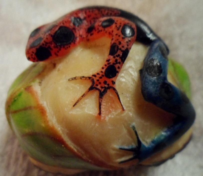 Wounaan Embera Poison Dart frog Tagua Carving-Panama 16081012M