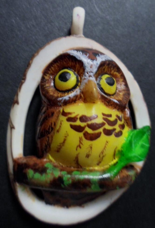Wounaan Embera Owl Bird Tagua Pendant Carving-Panama 15101752L