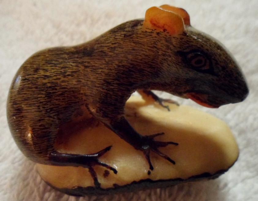 Wounaan Embera Neque Agouti Conejo Tagua Carving-Panama 16081906L