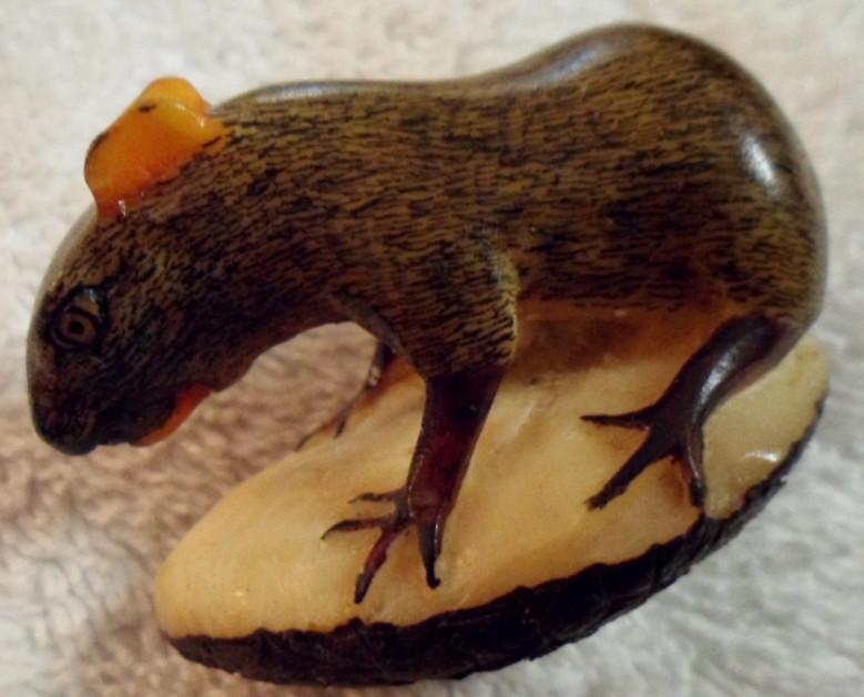 Wounaan Embera Neque Agouti Conejo Tagua Carving-Panama 16081906L