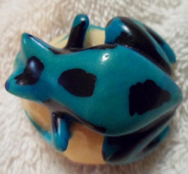 Wounaan Embera Poison Dart frog Tagua Carving-Panama 16082009M