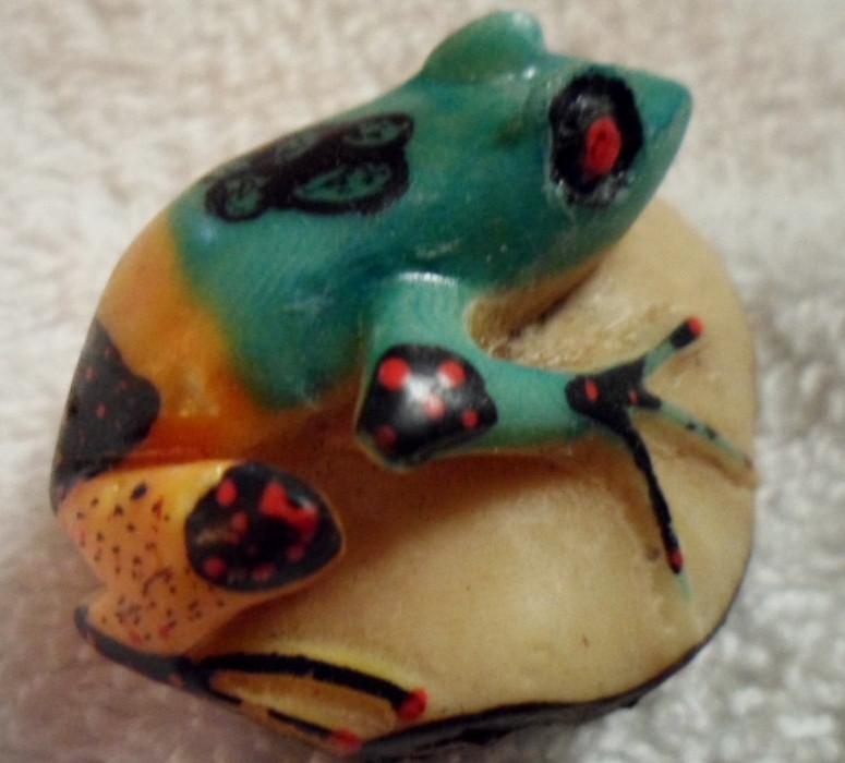 Wounaan Embera Poison Dart frog Tagua Carving-Panama 16082014M