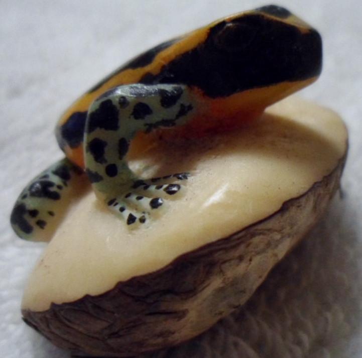 Wounaan Embera Poison Dart Frog Tagua Carving-Panama 15102707L