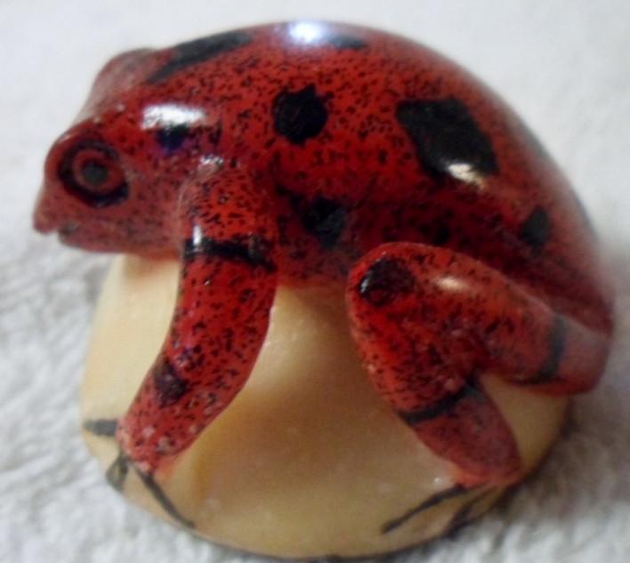 Wounaan Embera Poison Dart Frog Tagua Carving Art-Panama 15103015L