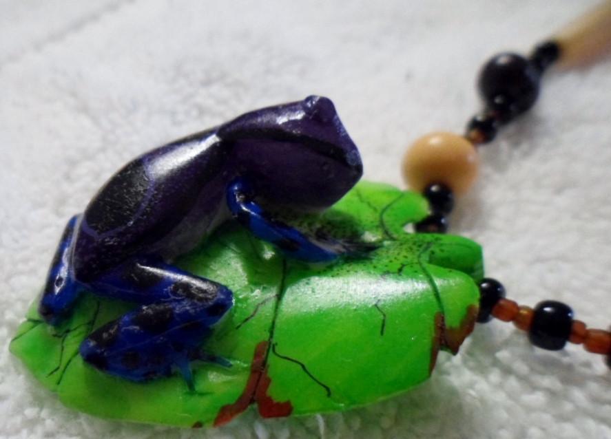 Wounaan Embera Poison Dart Frog Tagua Necklace Carving-Panama 15111704L
