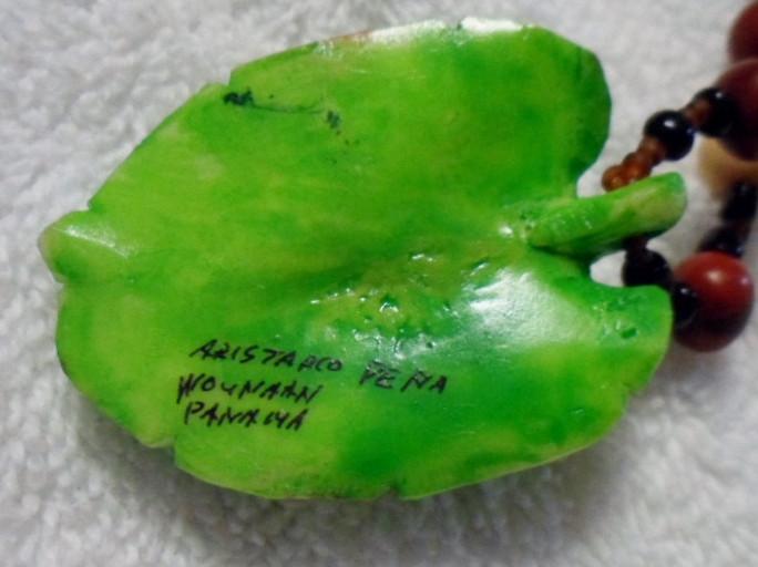 Wounaan Embera Poison Dart Frog Tagua Necklace Carving-Panama 15111706L