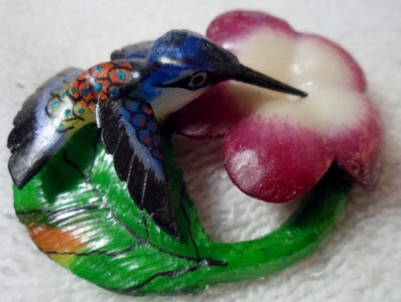 Wounaan Embera Hummingbird Tagua Pendant Carving-Panama 15120203L
