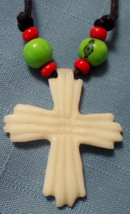 Wounaan Embera Christian Cross Tagua Necklace Jewelry Panama 16011410L