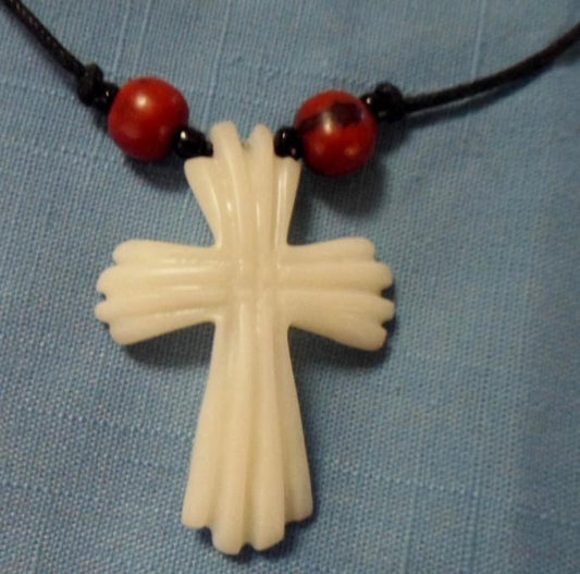 Wounaan Embera Christian Cross Tagua Necklace Jewelry Panama 16011411L